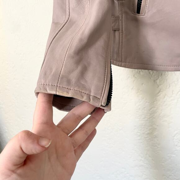 IRO Newhan Han Leather Moto Biker Jacket Dusty Old Pink sz 38 - Picture 7 of 15